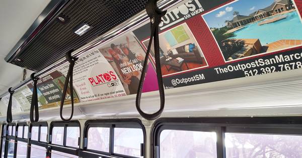 Advertisements inside a bus