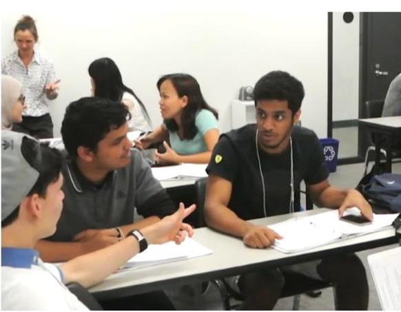 students talking together