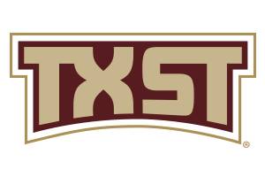 A TXST logo with the bevel missing