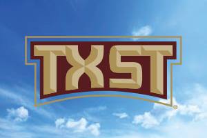 A TXST logo with no white fill