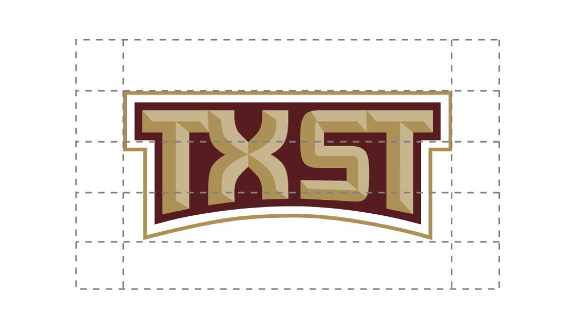 TXST logo with one-third the height of the logo clear space