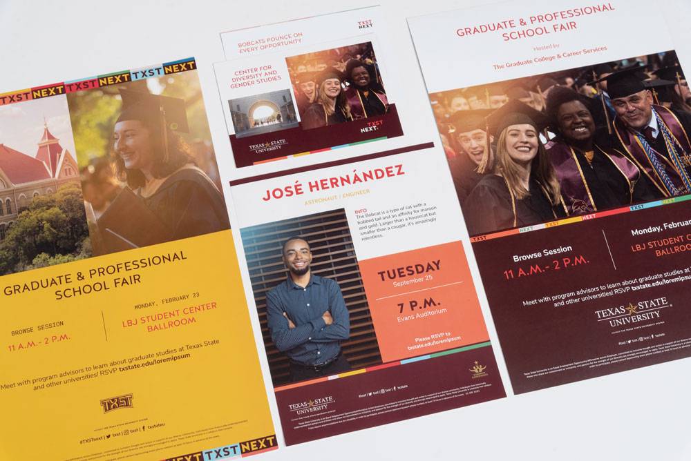 Colorful TXST print materials