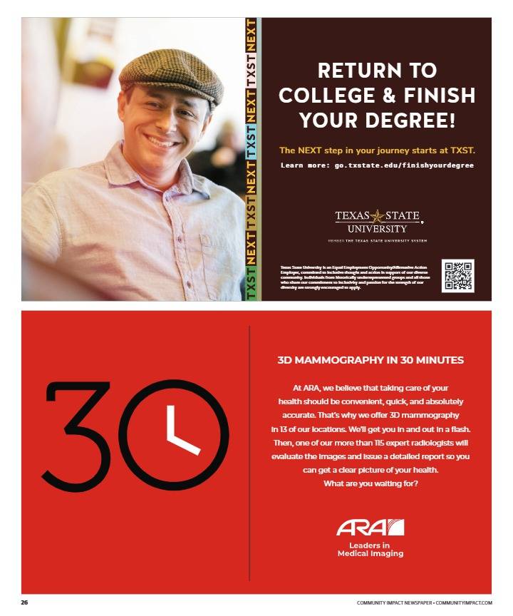 Ad 6: A man smiling at the camera with text that says, "Return to college and finish your degree!"