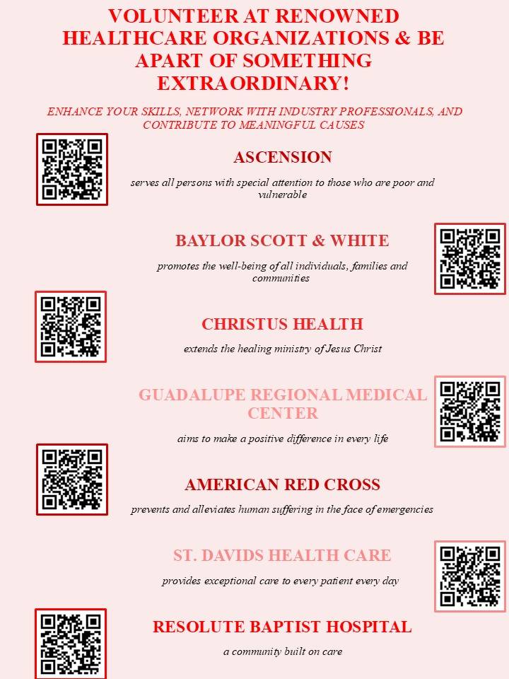 Volunteer flyer with list of available medical facilities