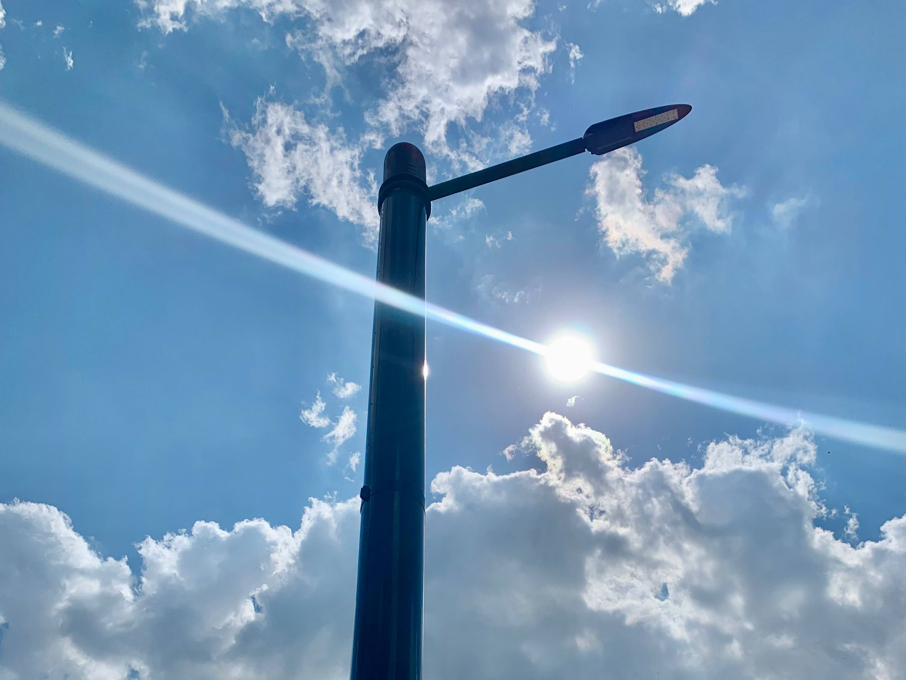 A solar-powered smart light pole at STAR PARK.