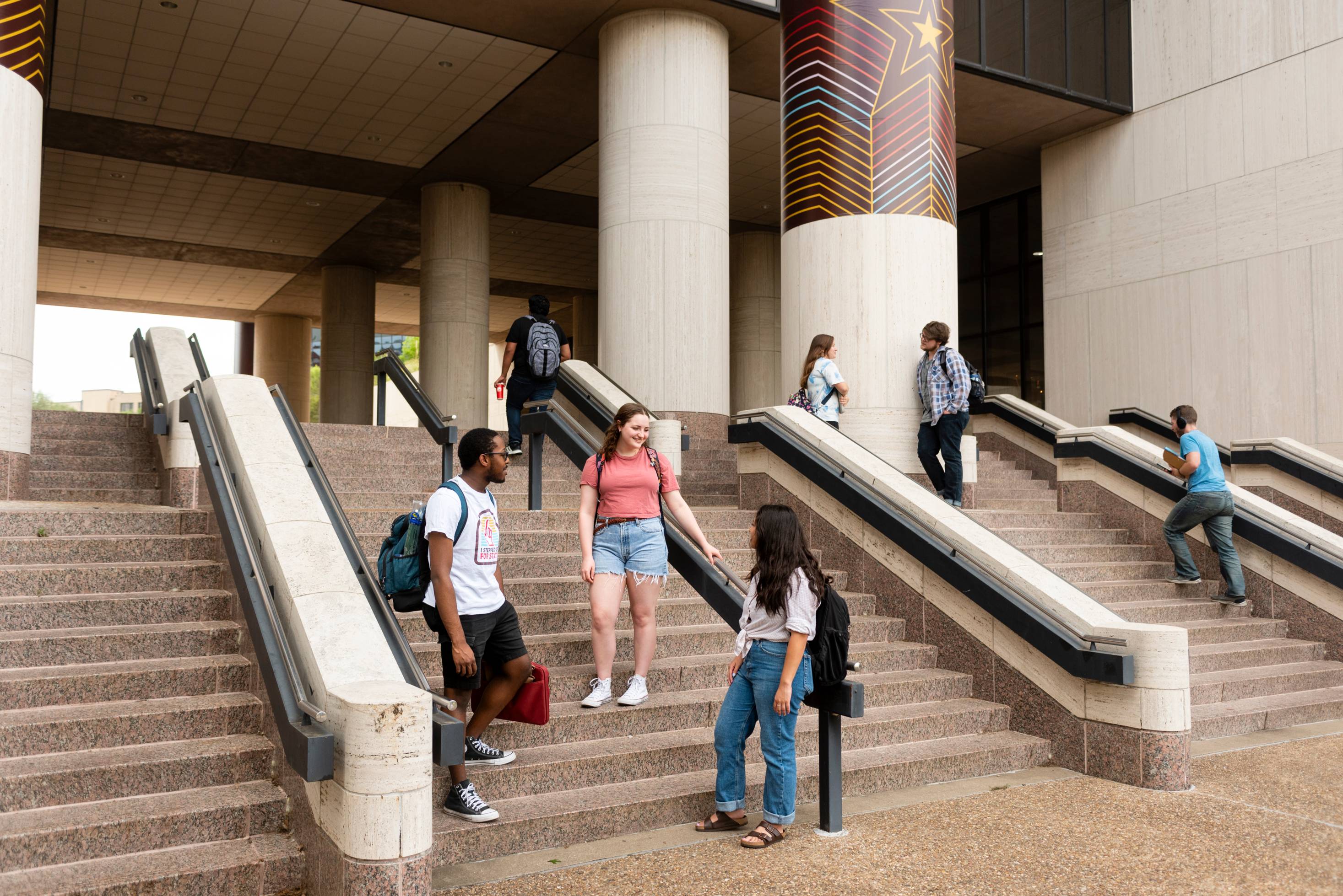 students on stairs