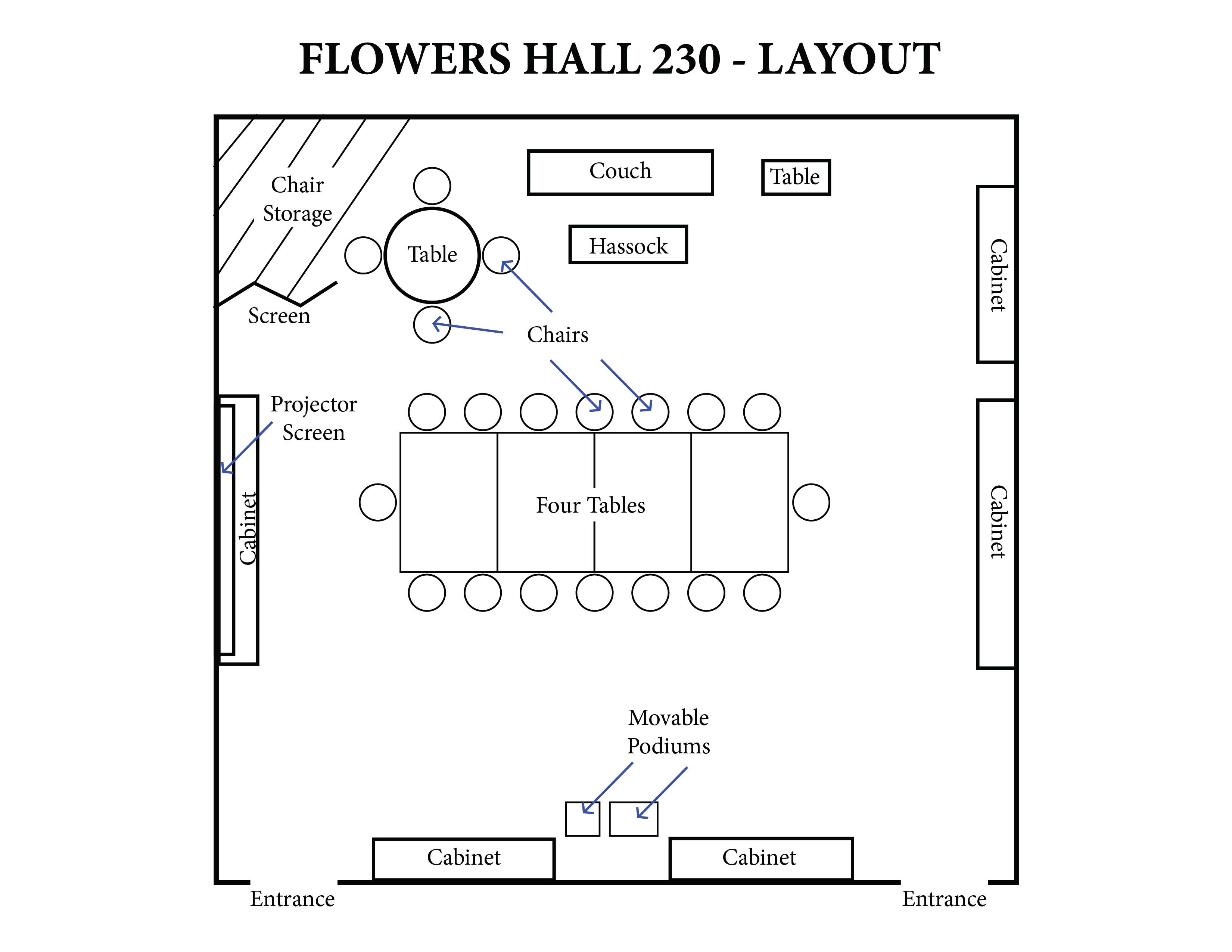 photo of flowers hall 230 layout