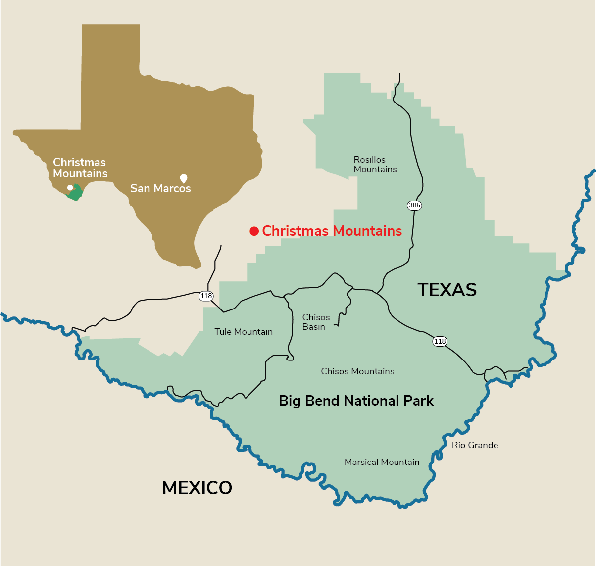 digital map of the christmas mountains range in texas