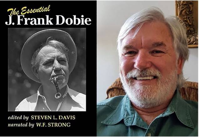 J.W. Strong alongside the book cover for "The Essential J. Frank Dobie