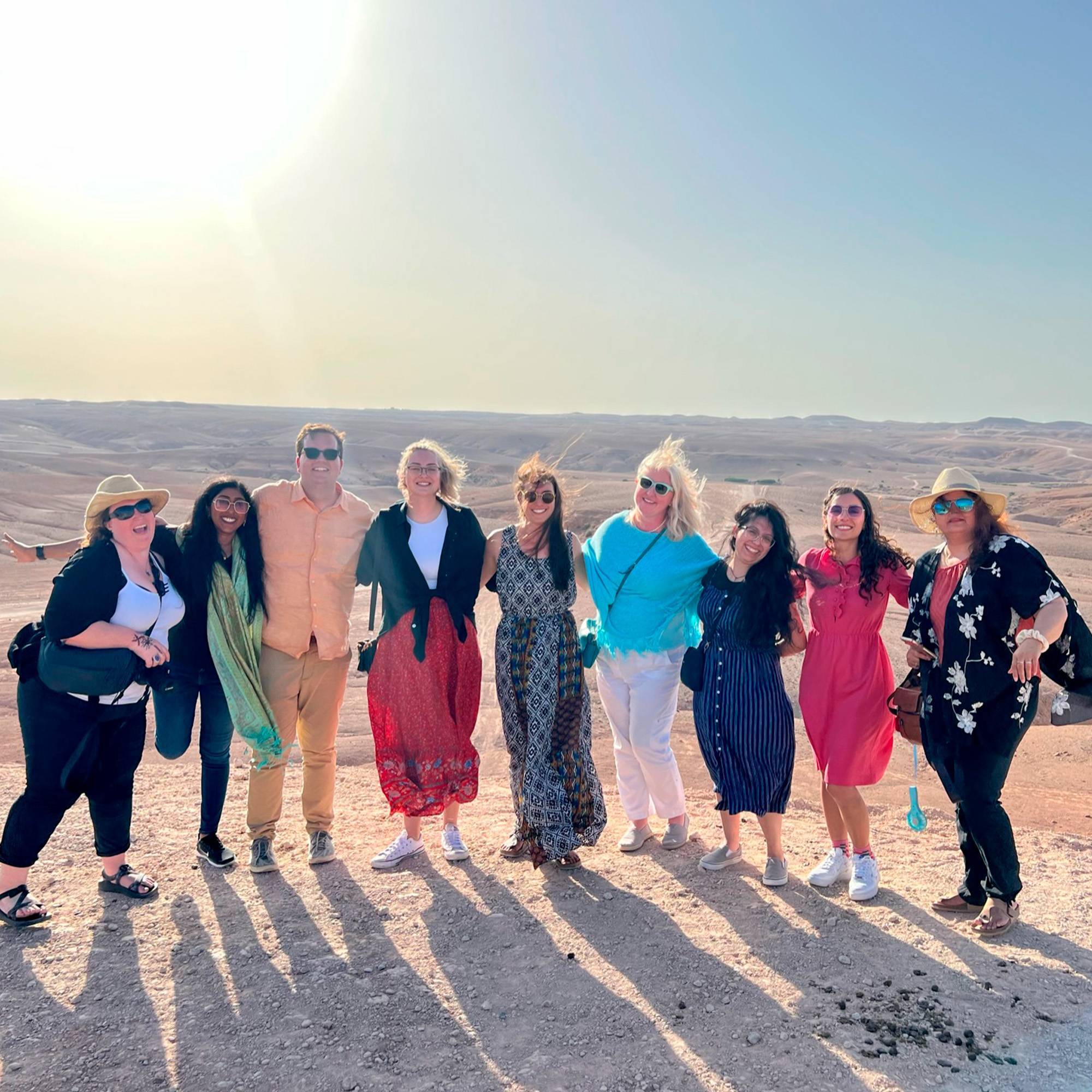 Students and faculty in desert in Morocco