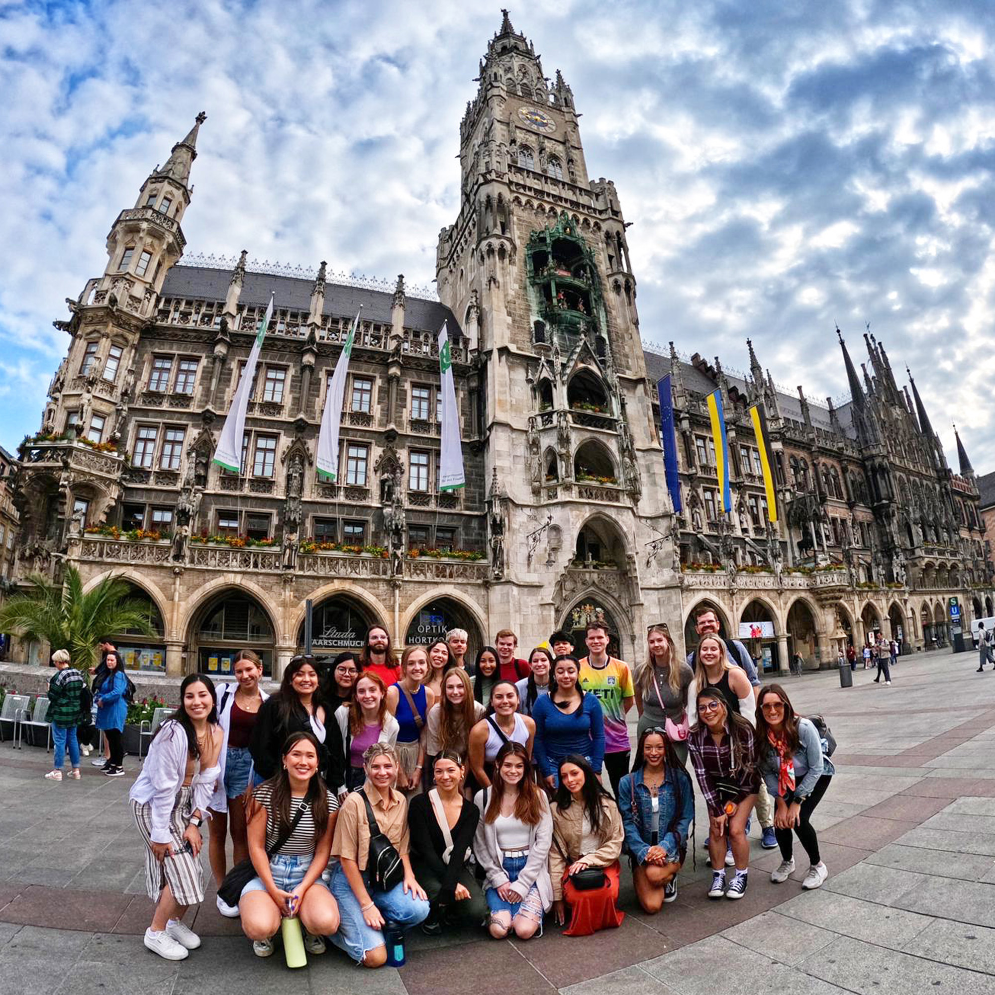 Group of students in front of building in Switzerland