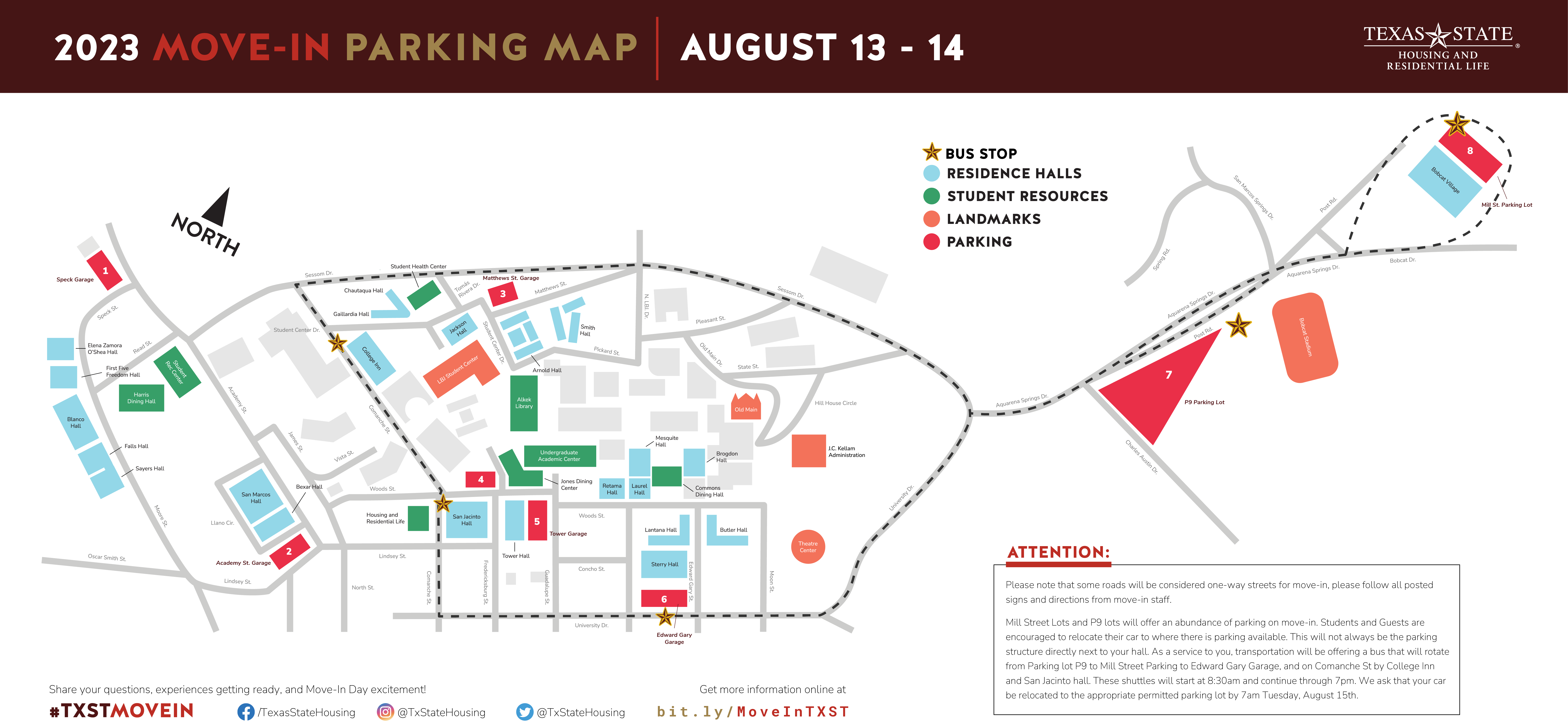 Parking Map of TXST Campus