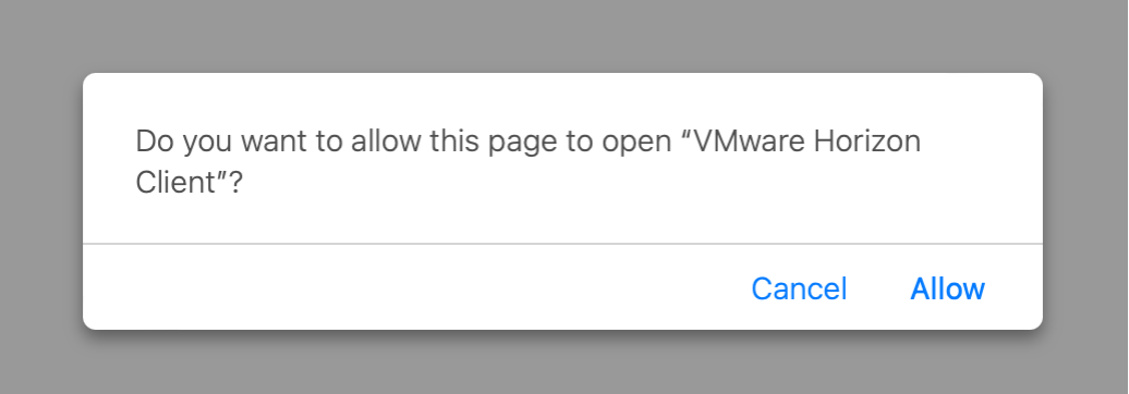 A picture of the allow VMware to open page