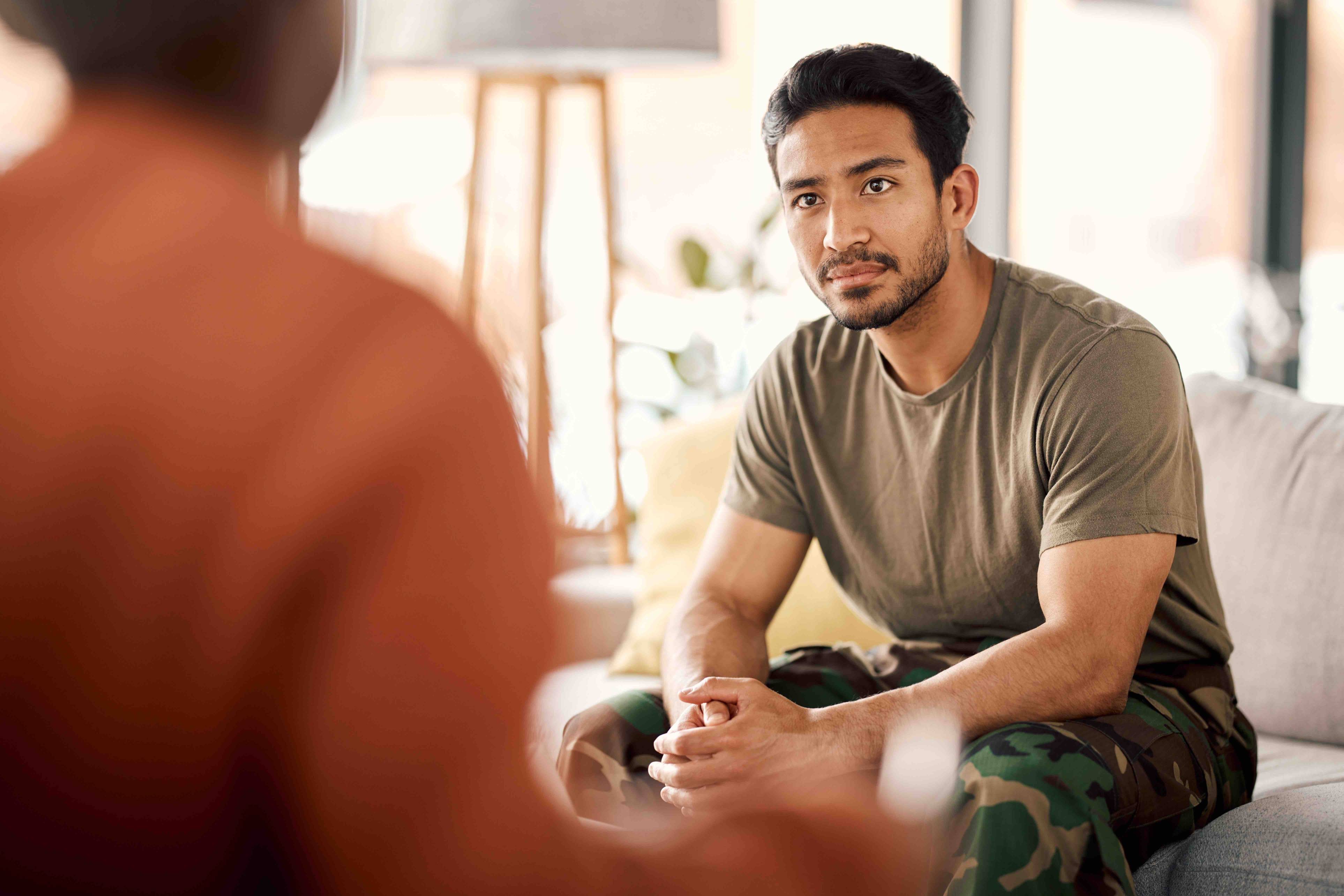 A veteran receiving counseling services.