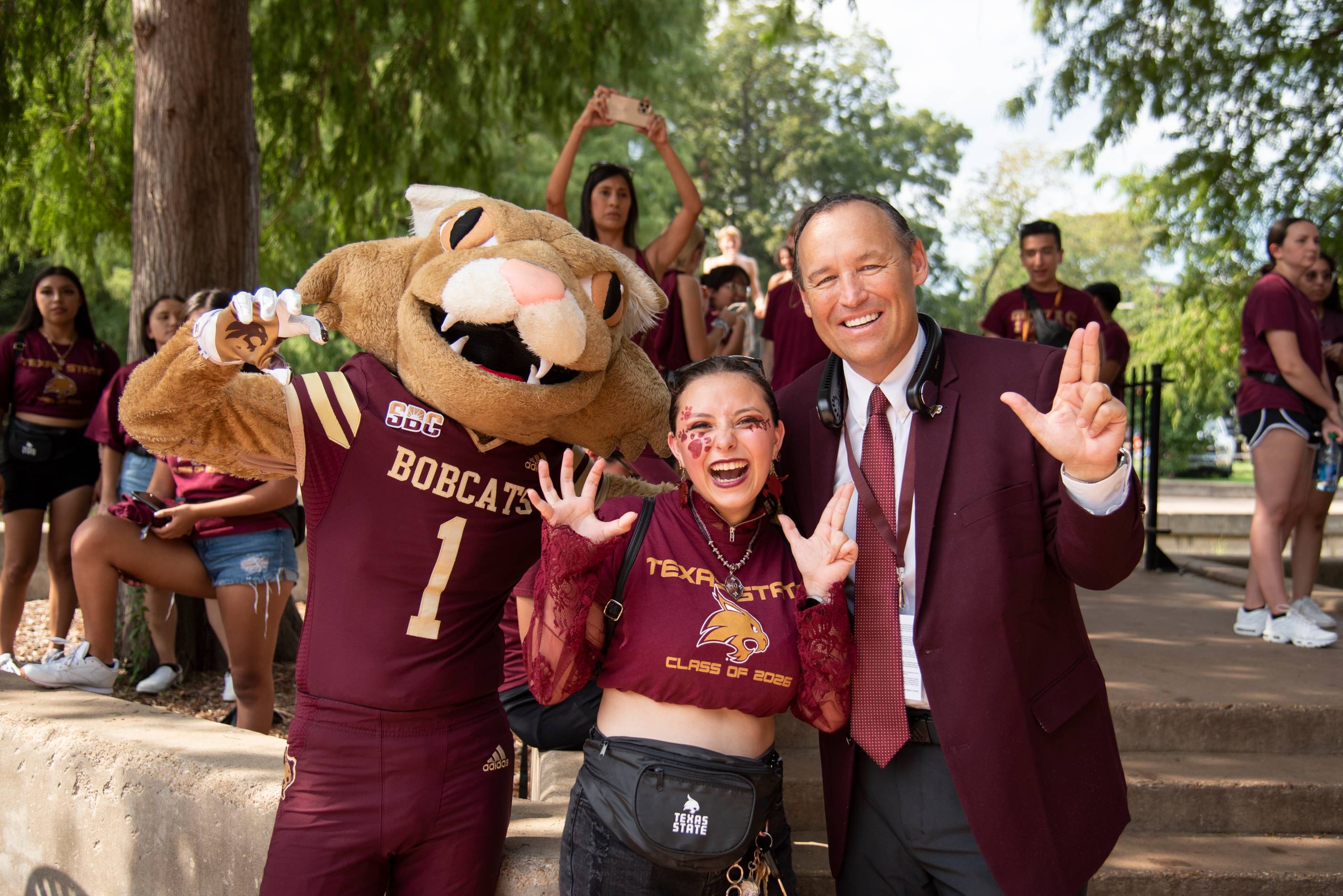 Boko and President Damphousse posed with student 
