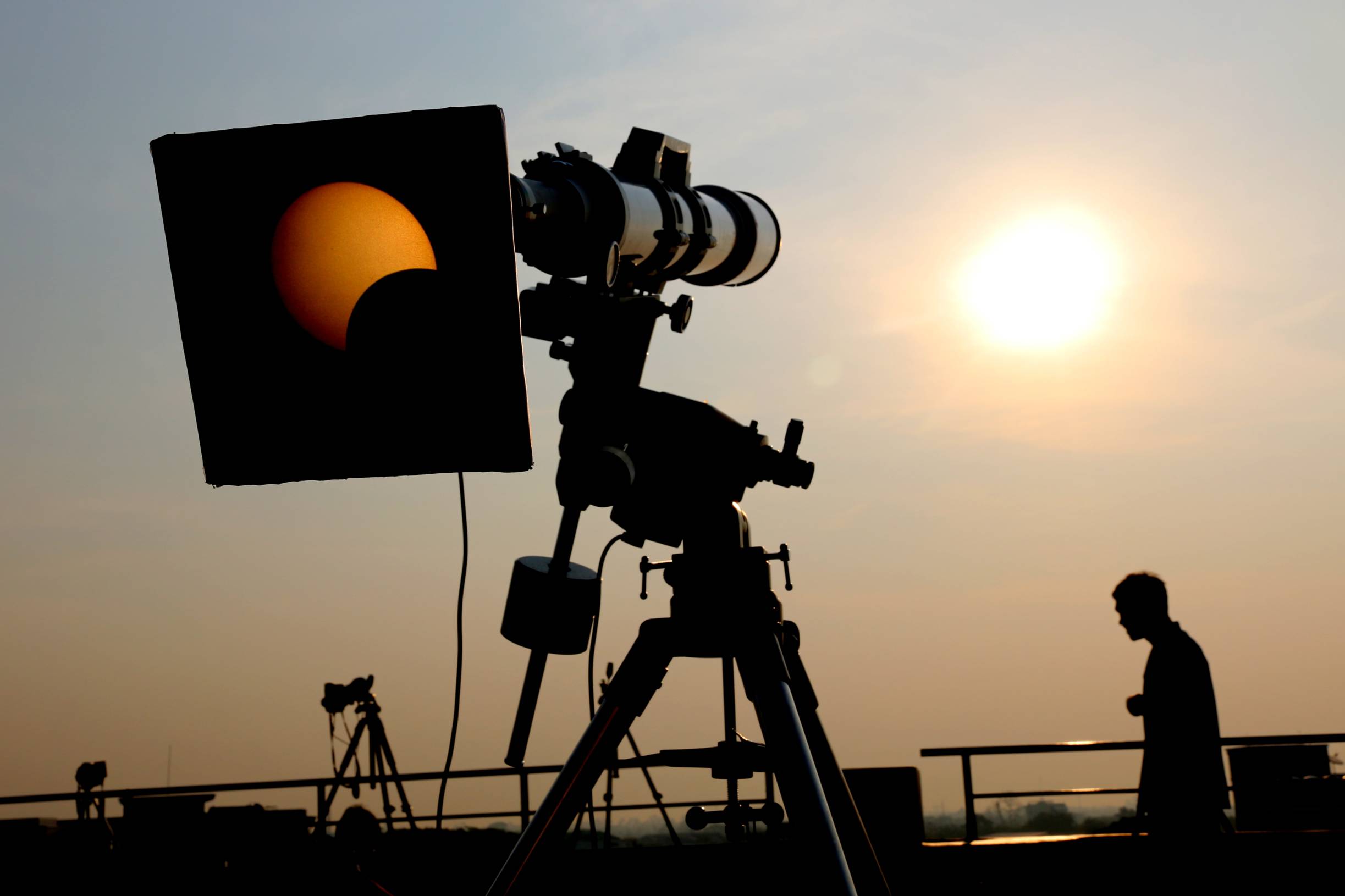 a telescope pointed at the sun