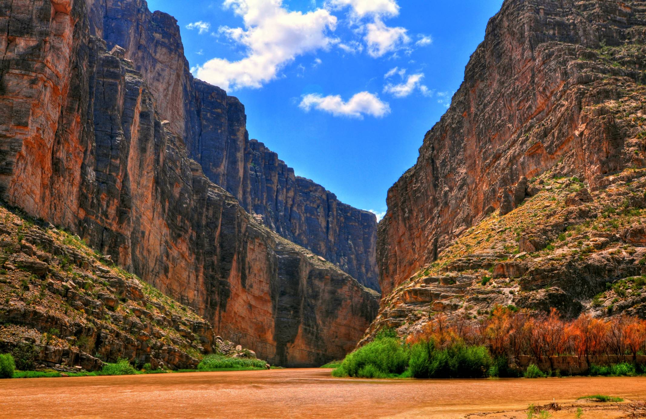 The Rio Grande at the Santa Elena Canyon, following a day of rain and fairly high water  Used under Creative Commons License CC BY-NC-ND 2.0 DEED