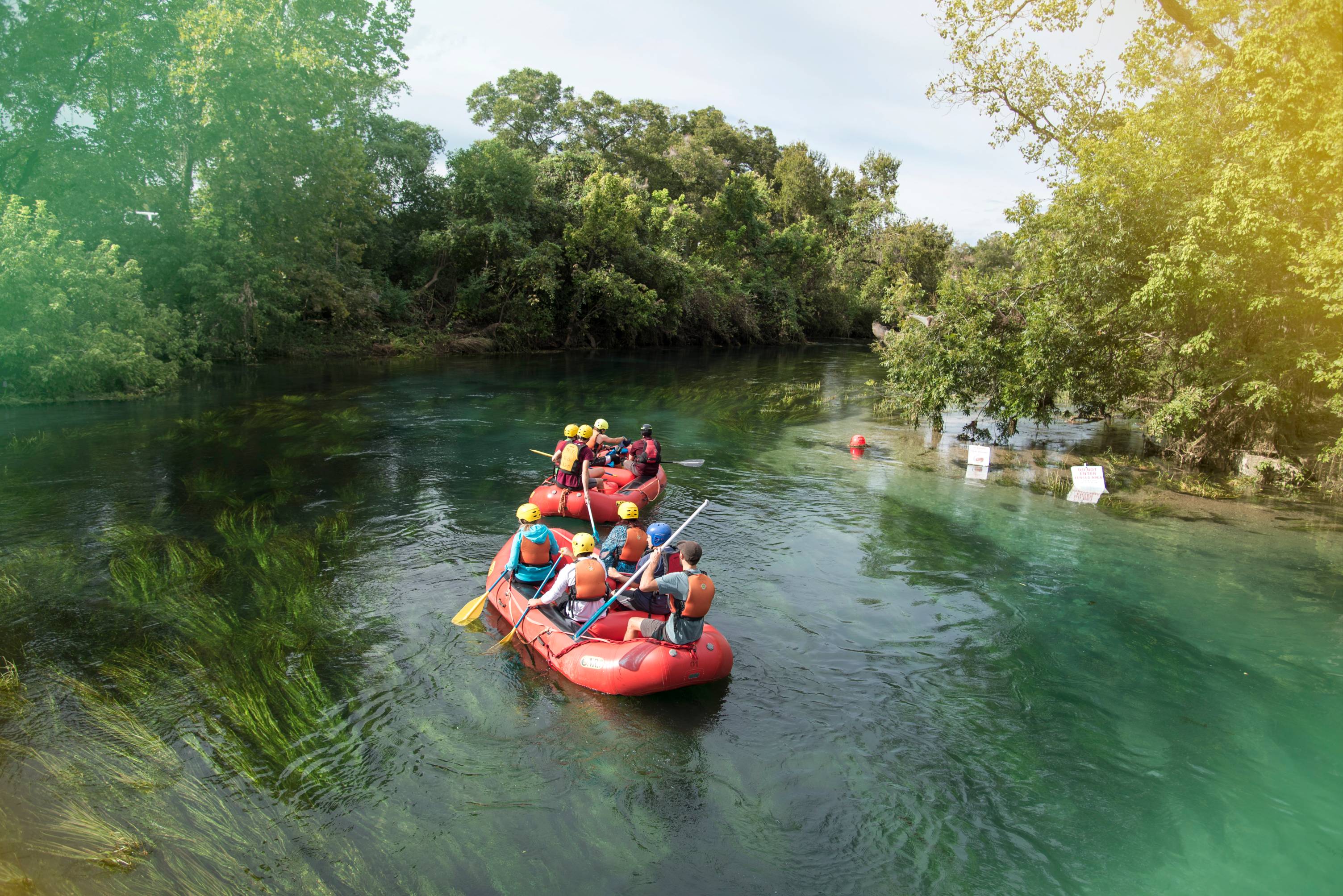 Two Rafts on the San Marcos River