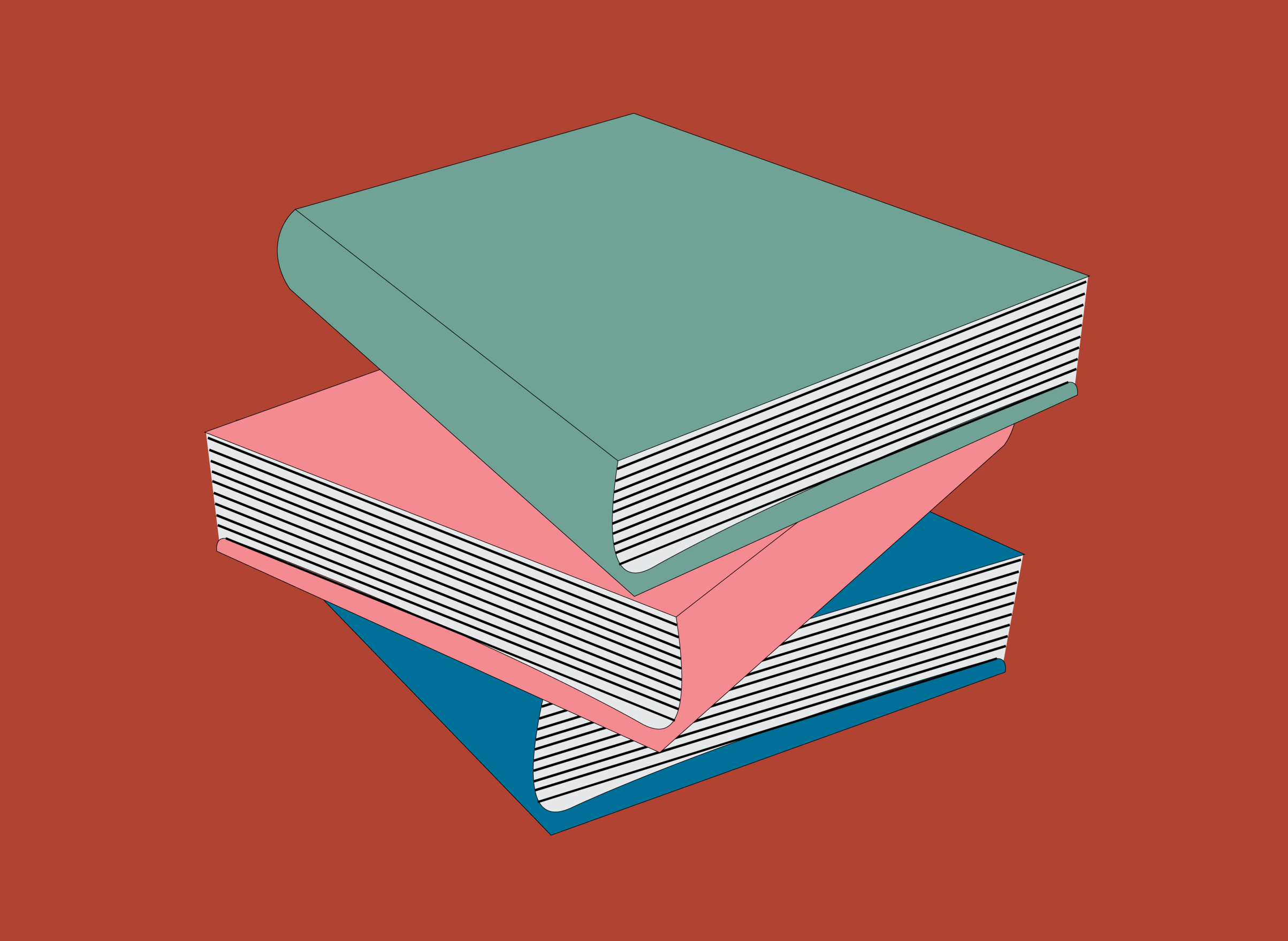 Graphic of books stacked. 