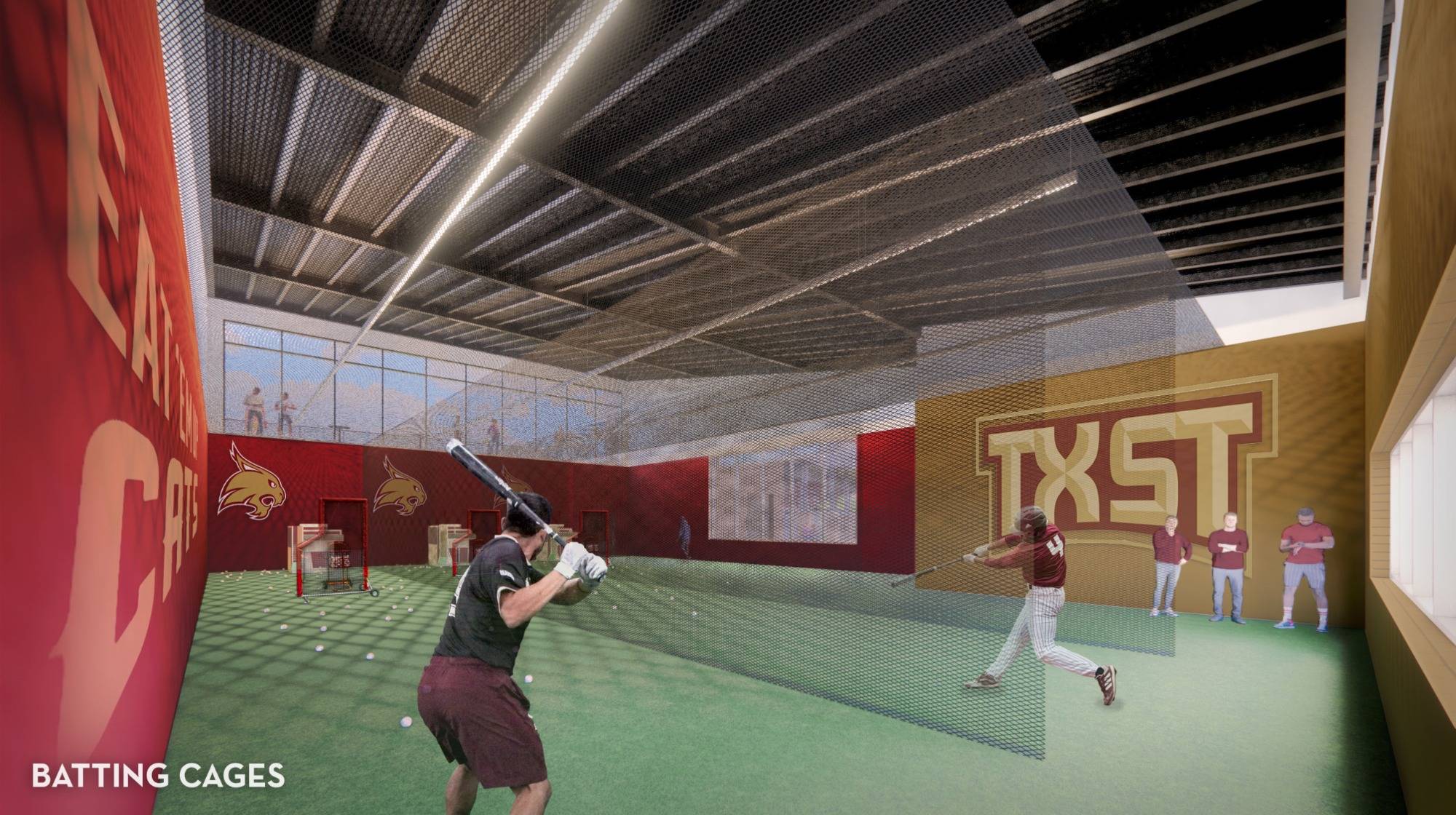digital rendering of indoor batting cages