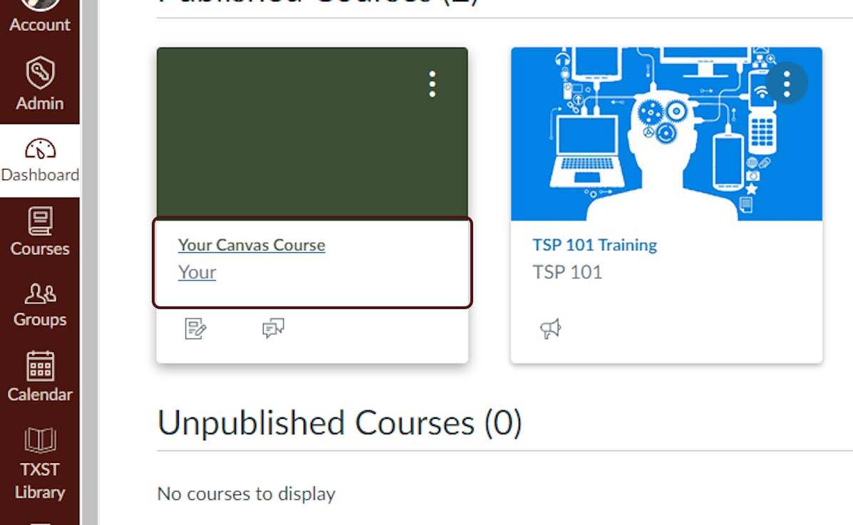 click on canvas course in canvas