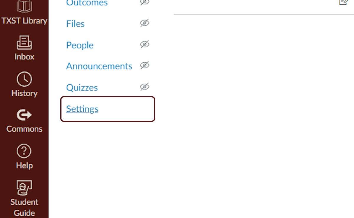 on the side bar, click on settings