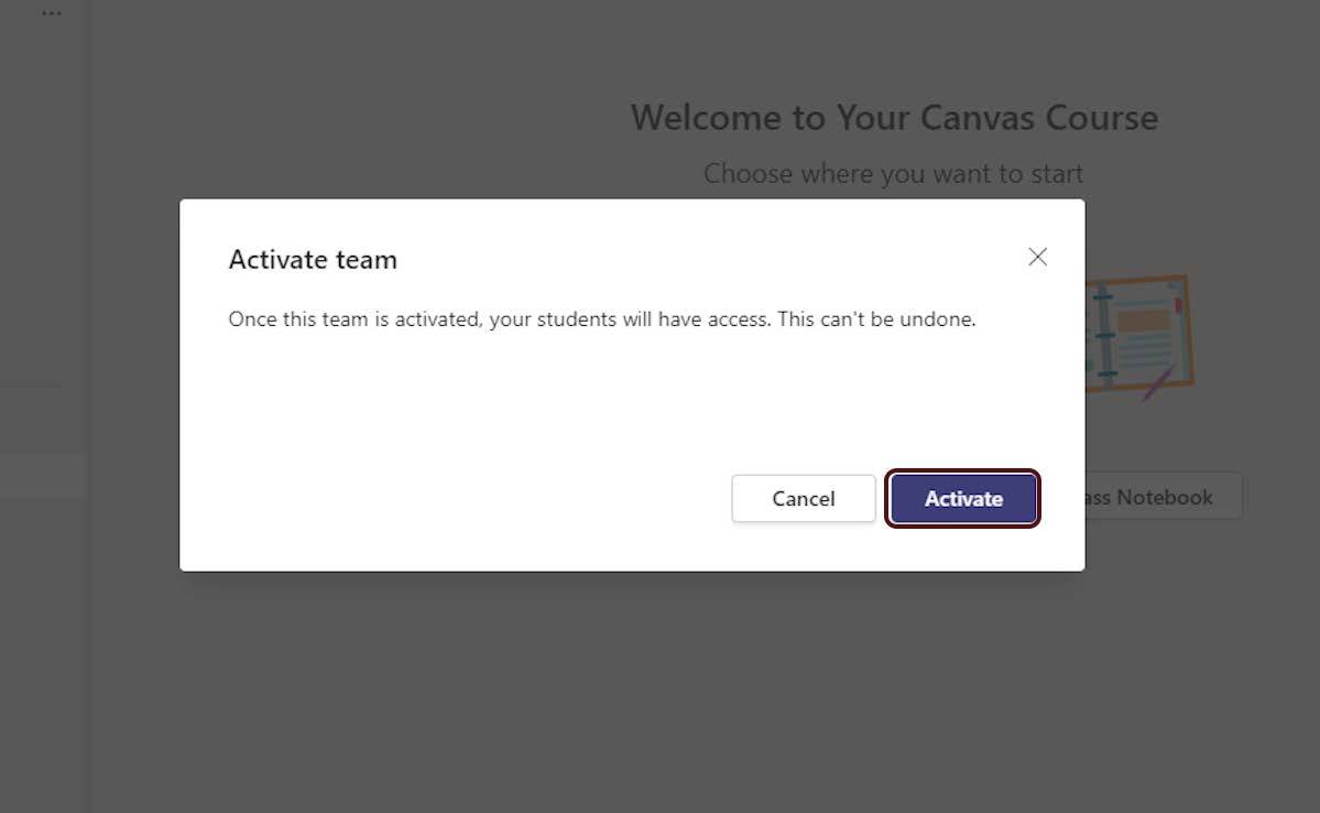 A window will appear, asking you to click Activate,