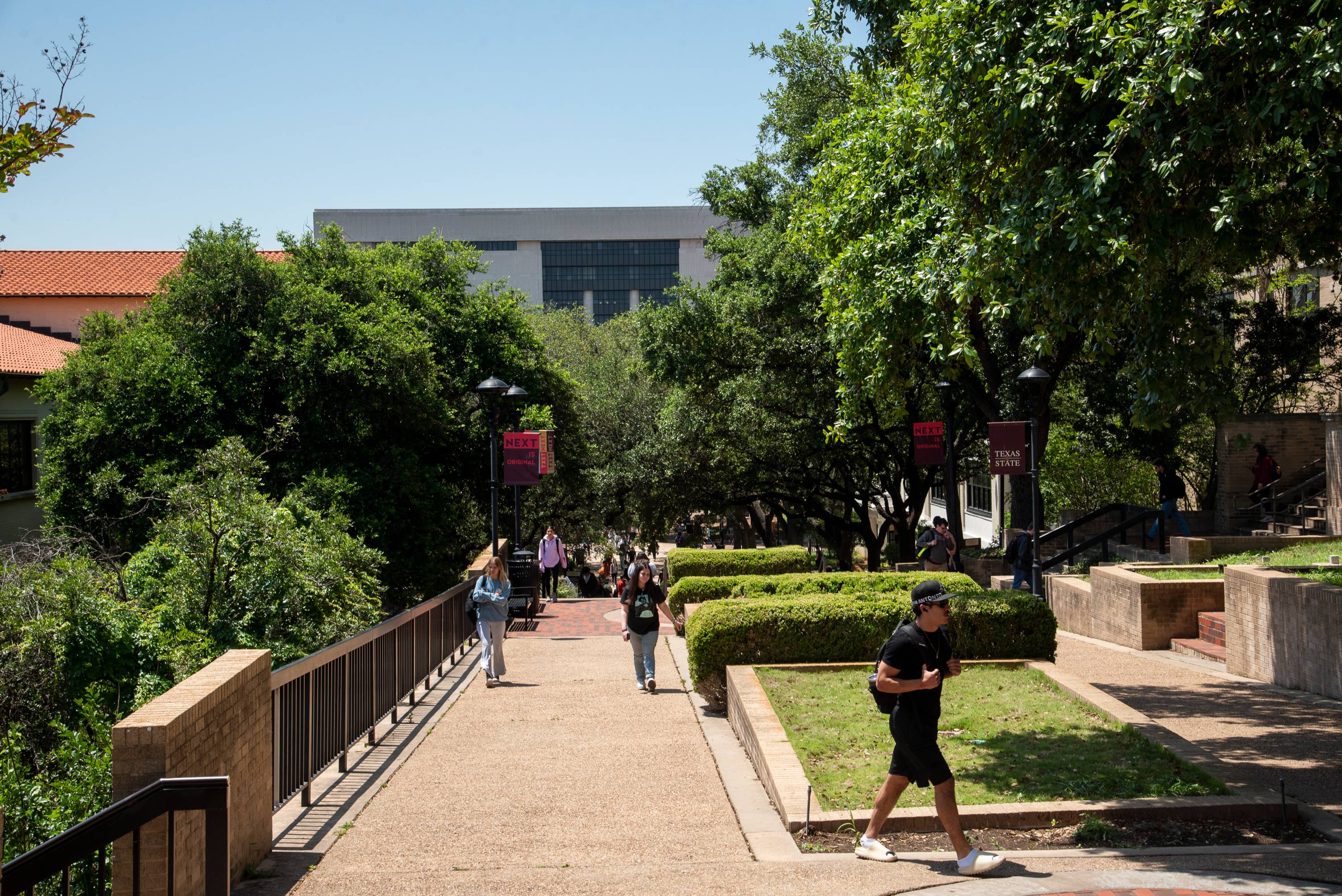 students walking on the quad