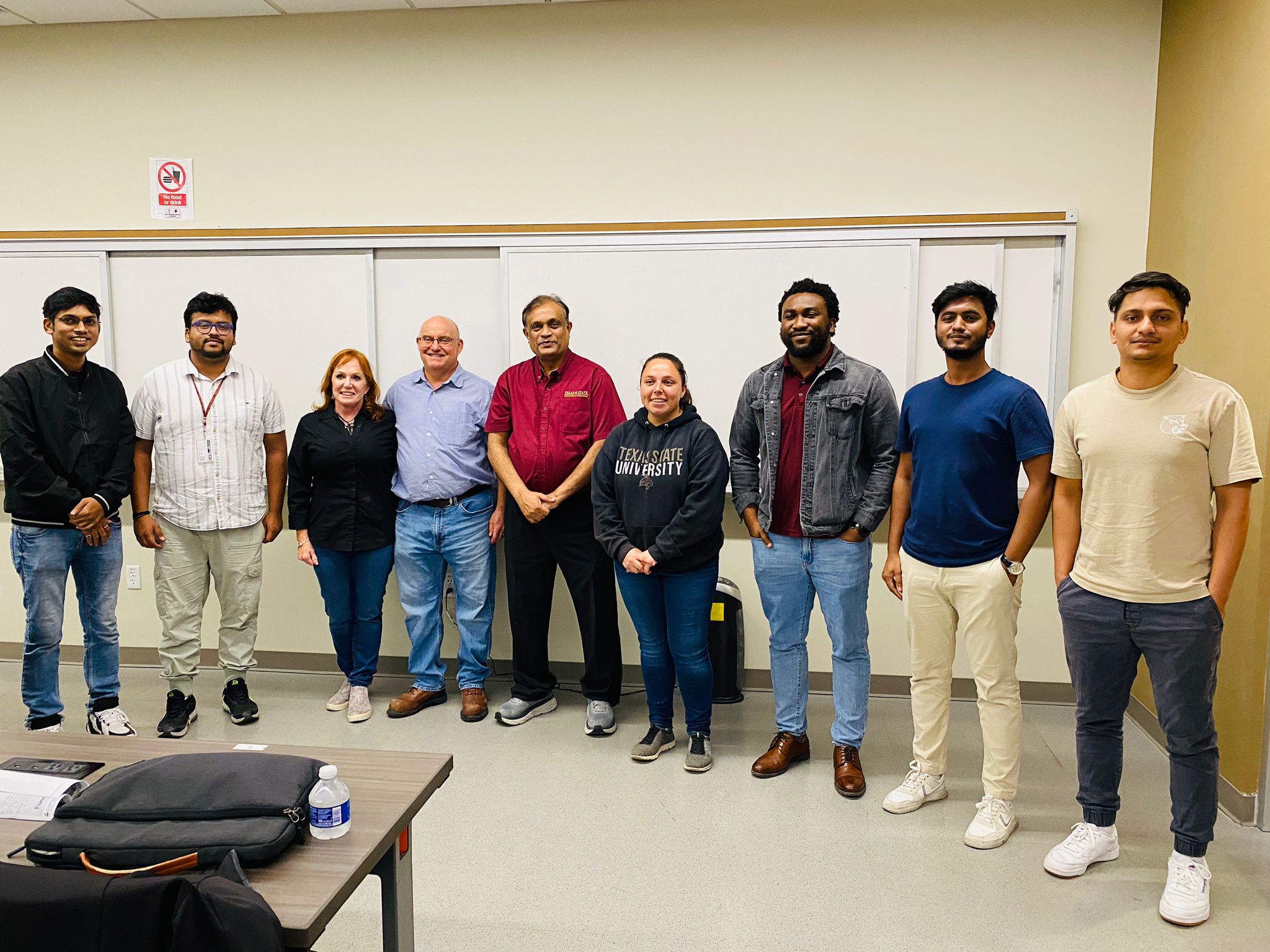 Thomas Lednicky after presentation with SAMPE TXST officers