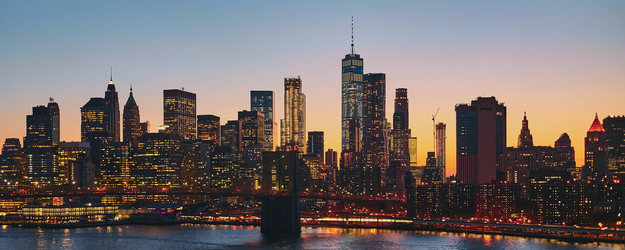New York City skyline in the evening