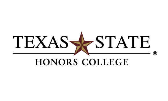 The official Honors College Logo - Texas State Honors College with a tri-color star