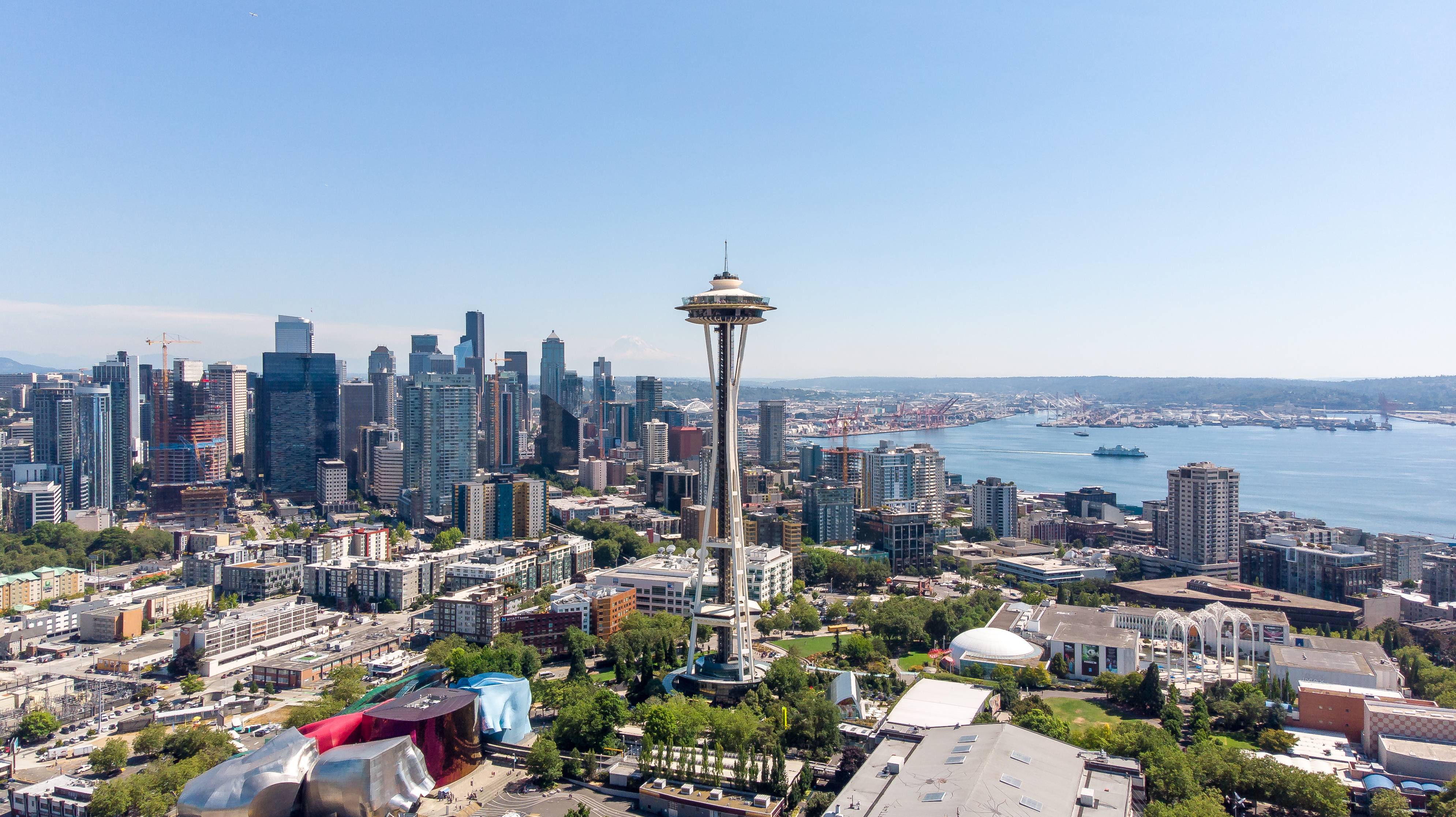 arial view of seattle washington and downtown image