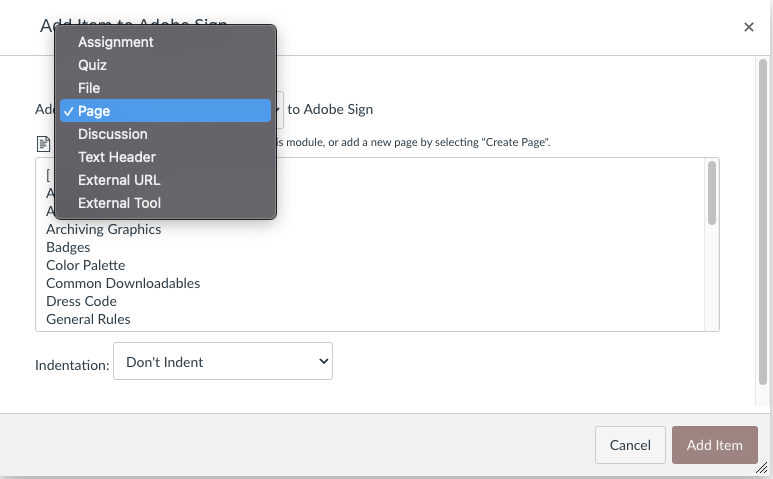 drop down of the "Add to " and you will select Page