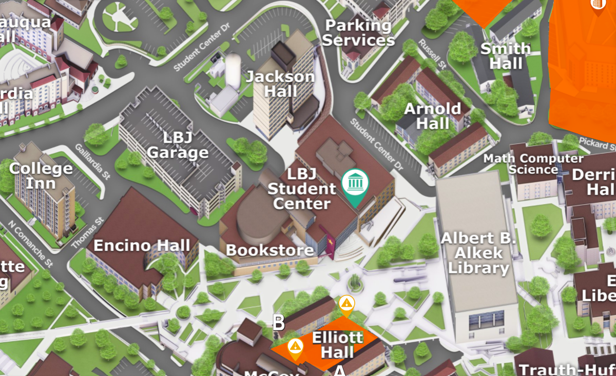 Map of LBJ Student Center Amphitheatre