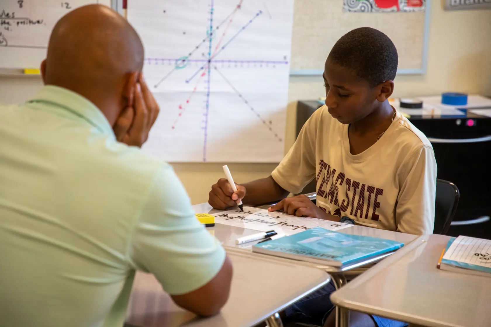 Student working on math problems