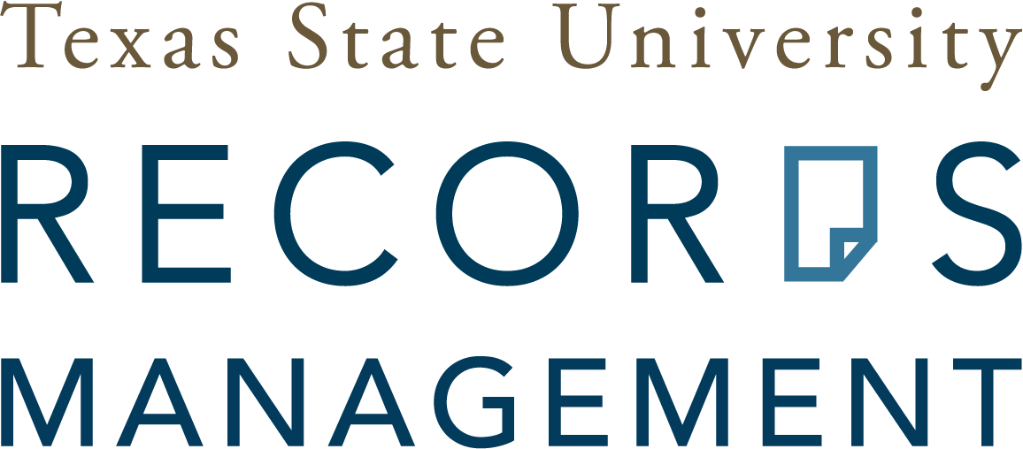 logo graphic stating texas state university records management
