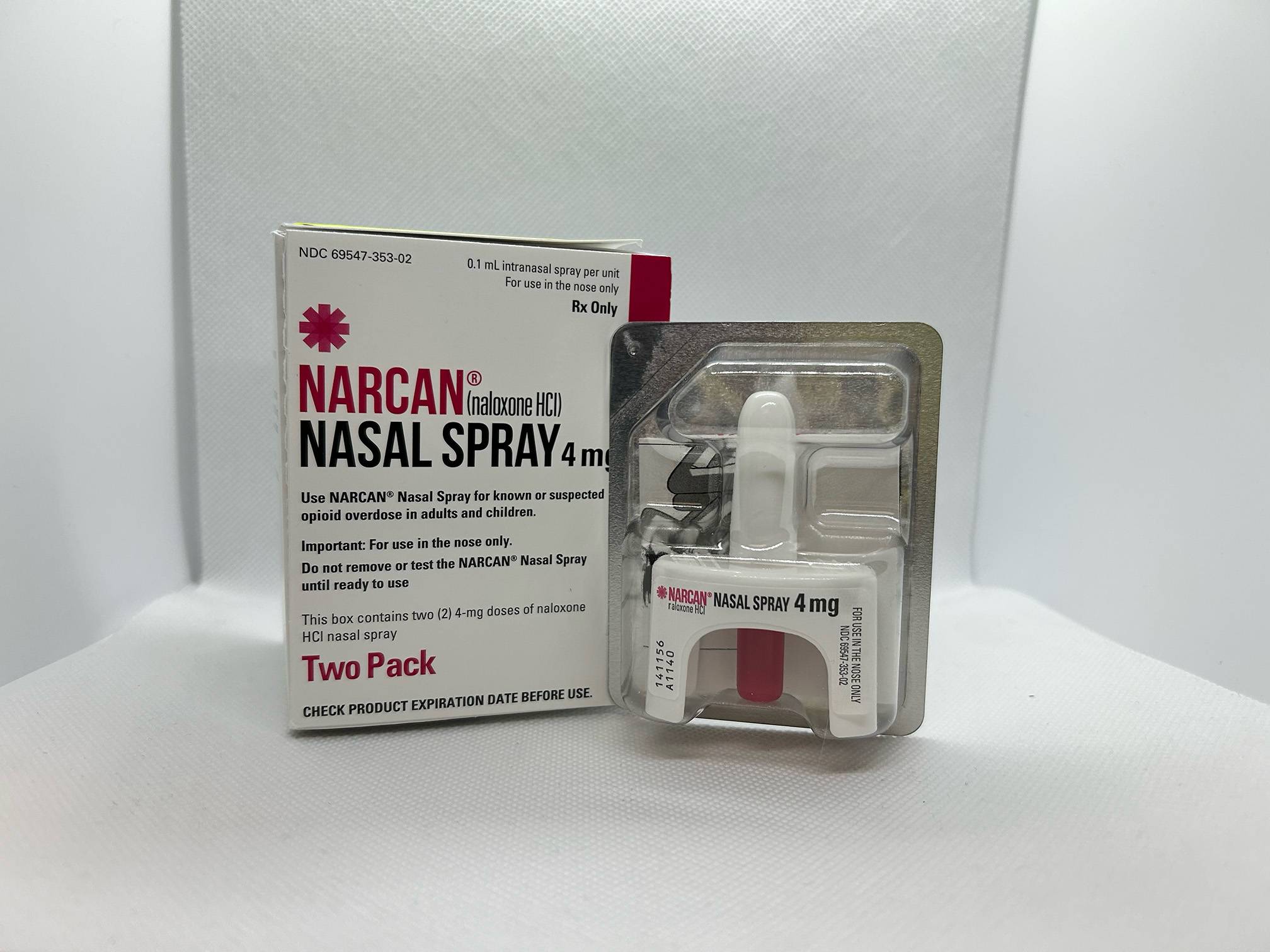 A package containing Narcan nasal spray.