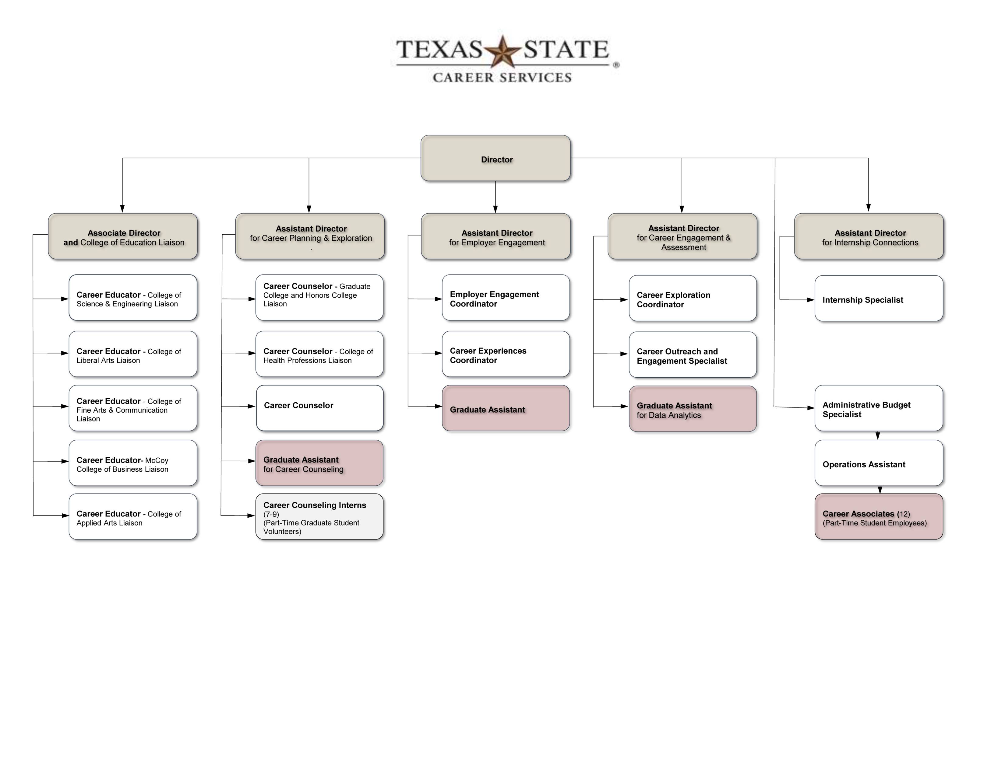 organizational chart for Career Services