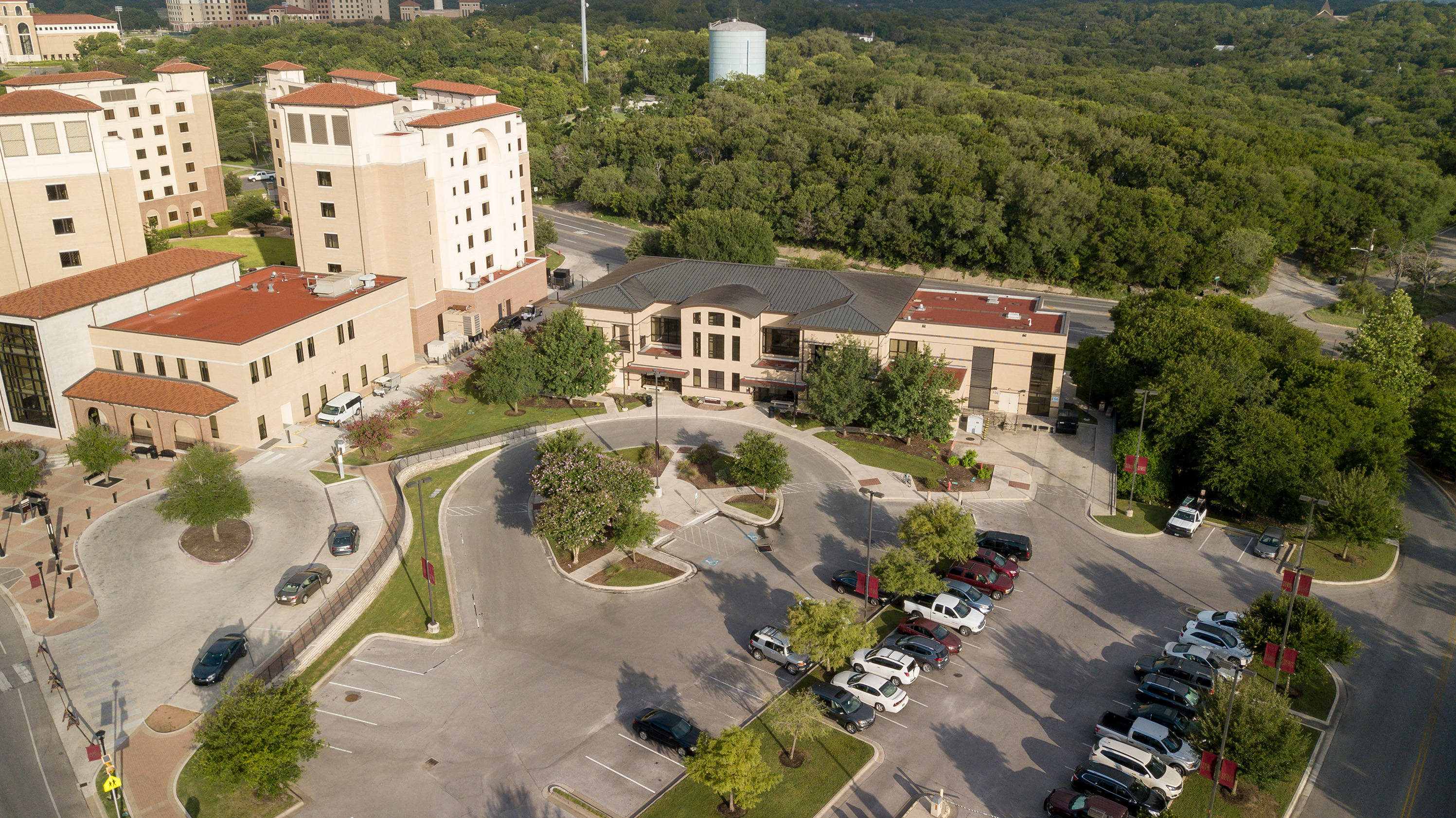 An overhead shot of the Student Health Center on the San Marcos Campus.