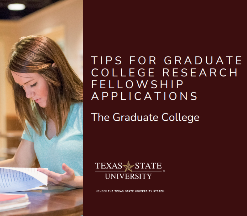 a still image from the video that is a PowerPoint slide reading "tips for graduate college research support fellowship applications, andrea hilkovitz, PHD, the graduate college"
