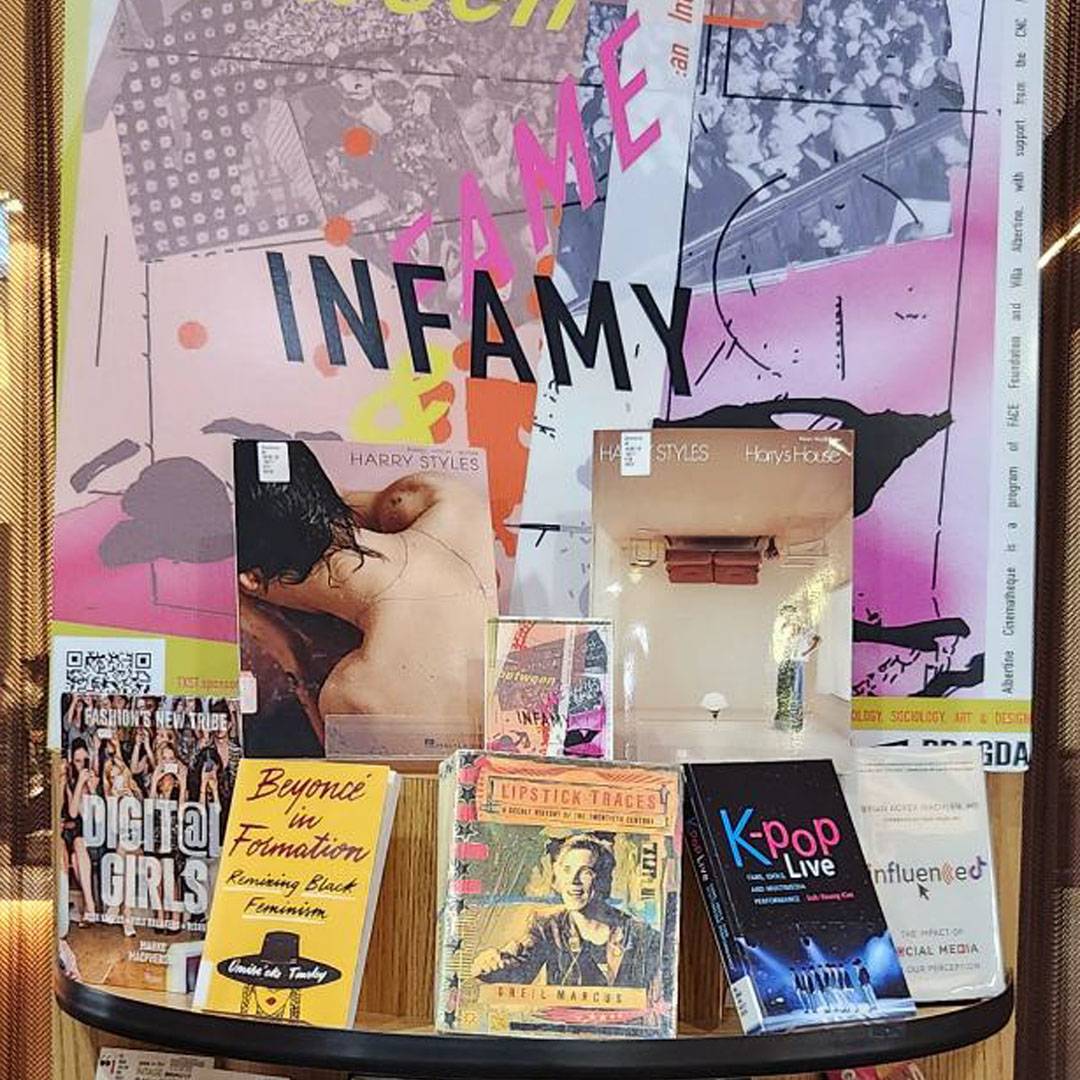 Poster and books display