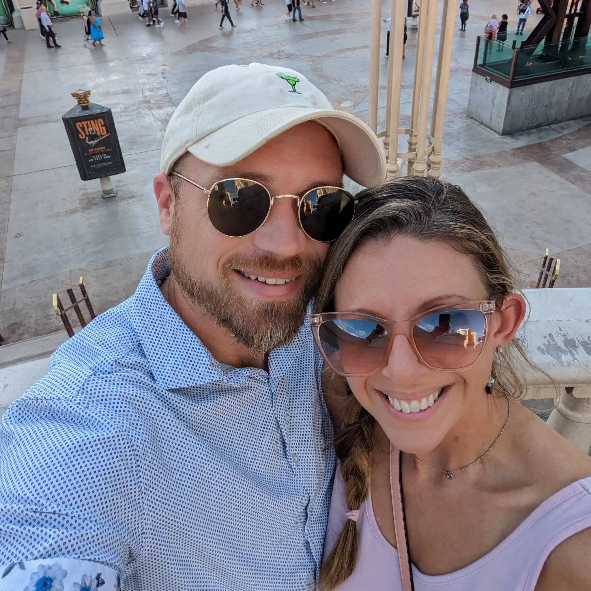 Selfie of couple wearing sunglasses