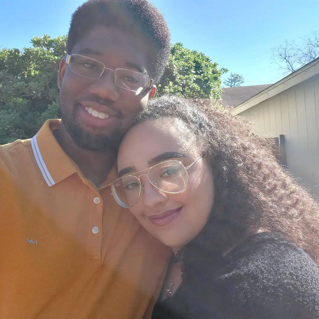 selfie of couple together smiling