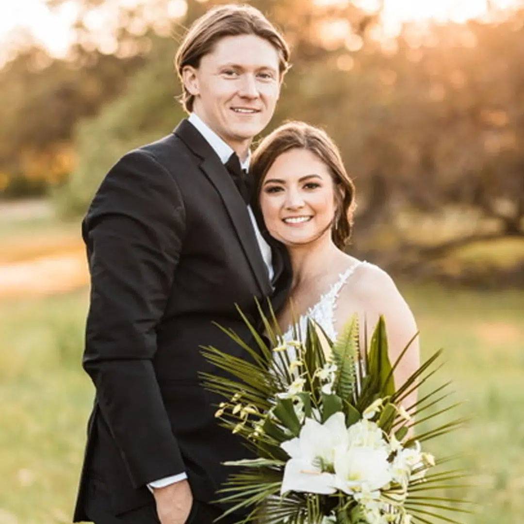 photo of couple on wedding day