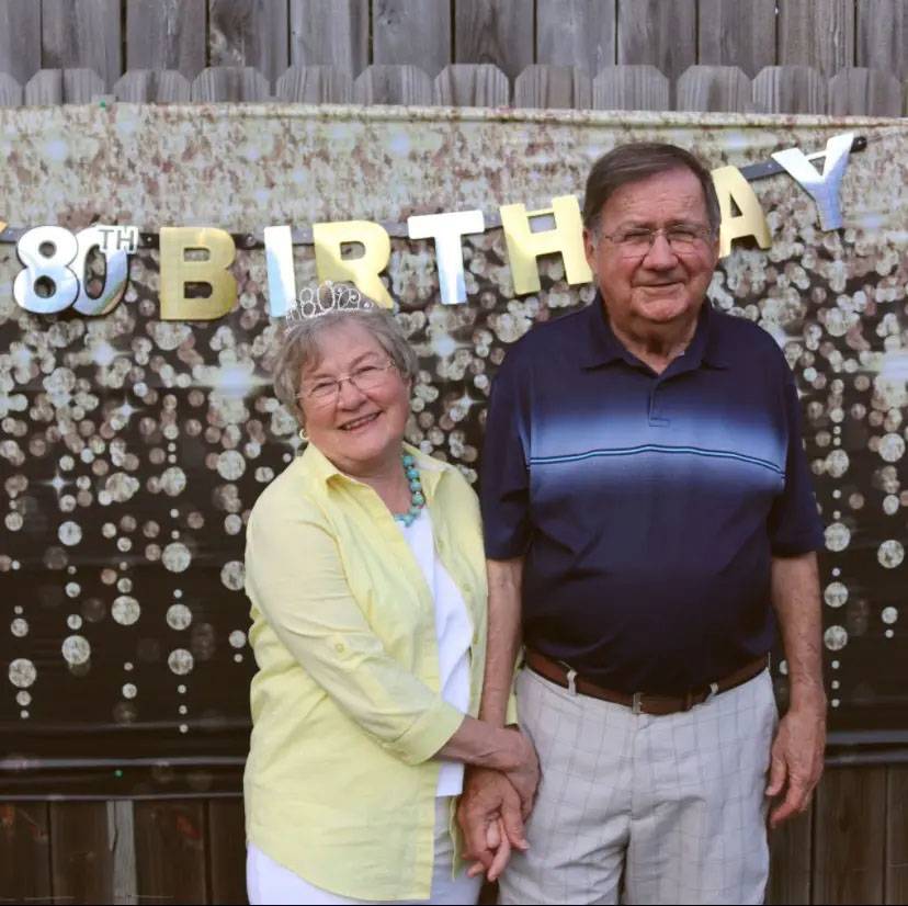 Photo of couple at 80th birthday party