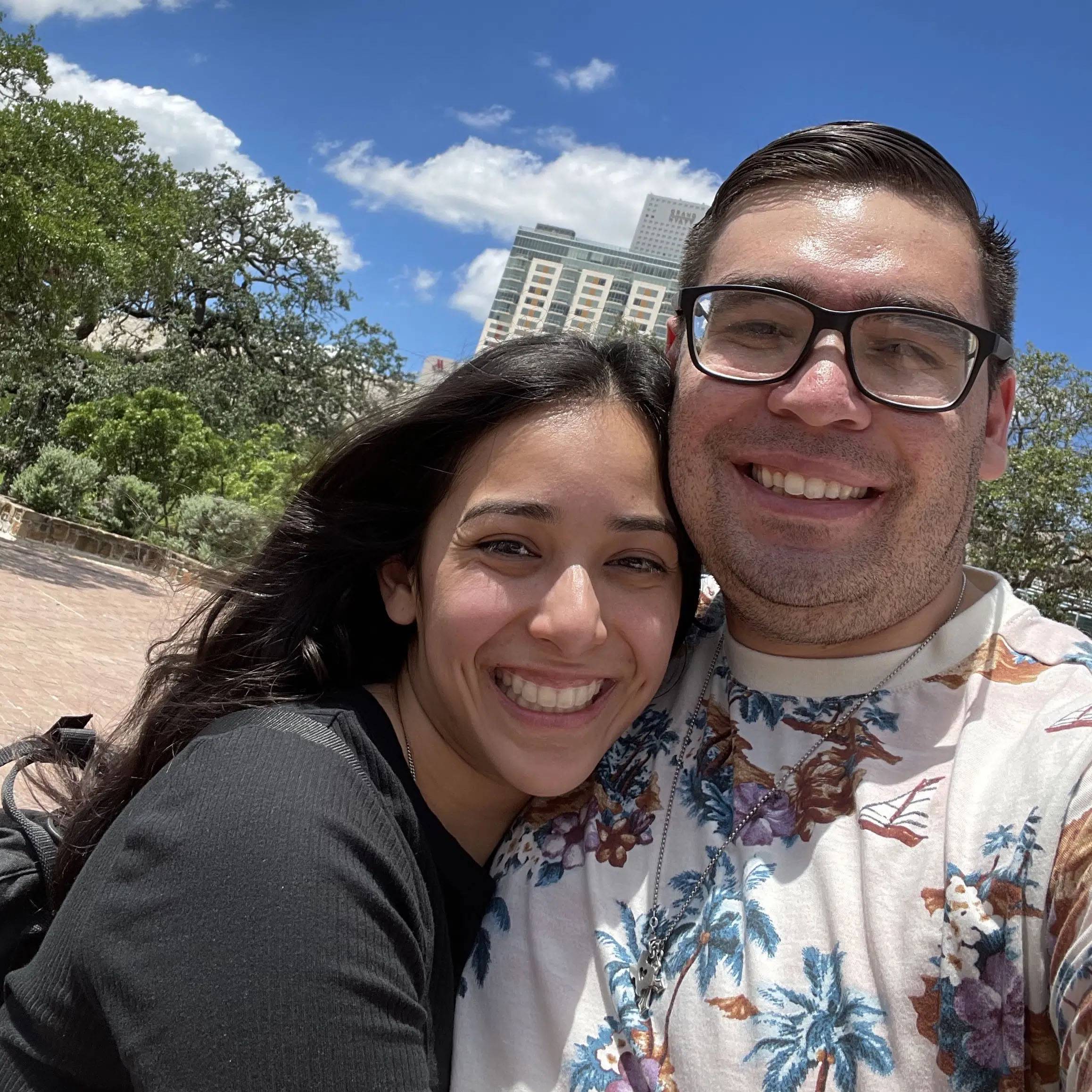 Selfie of couple smiling