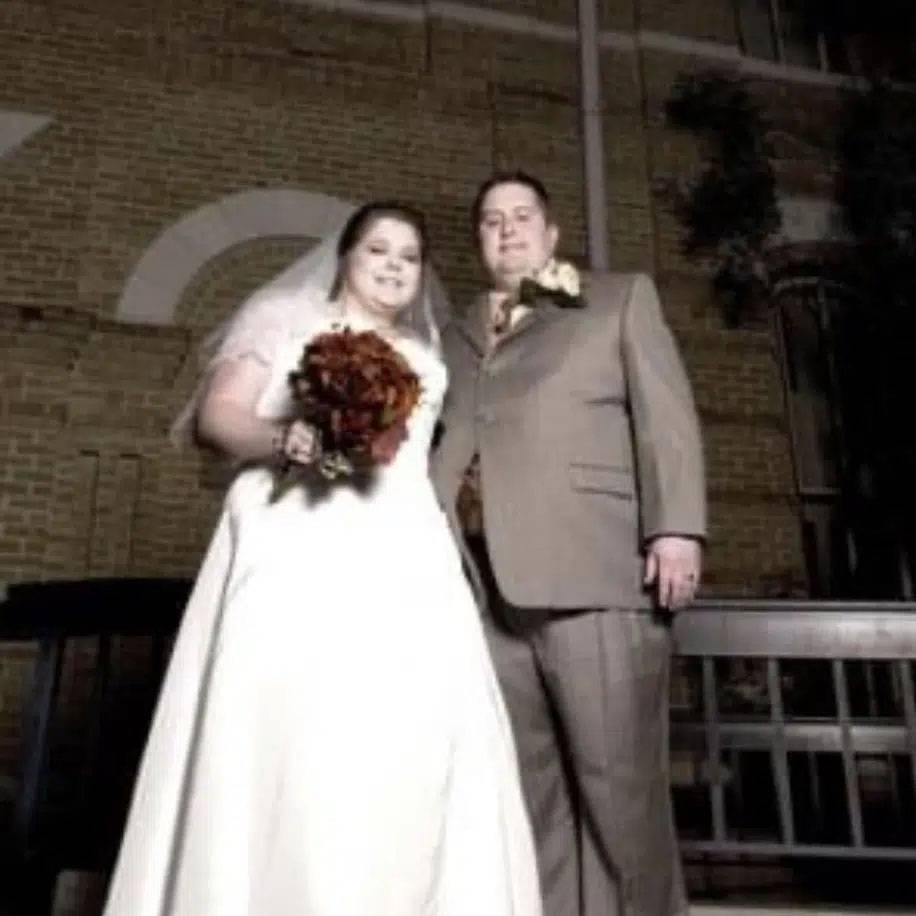 Photo of couple at their wedding