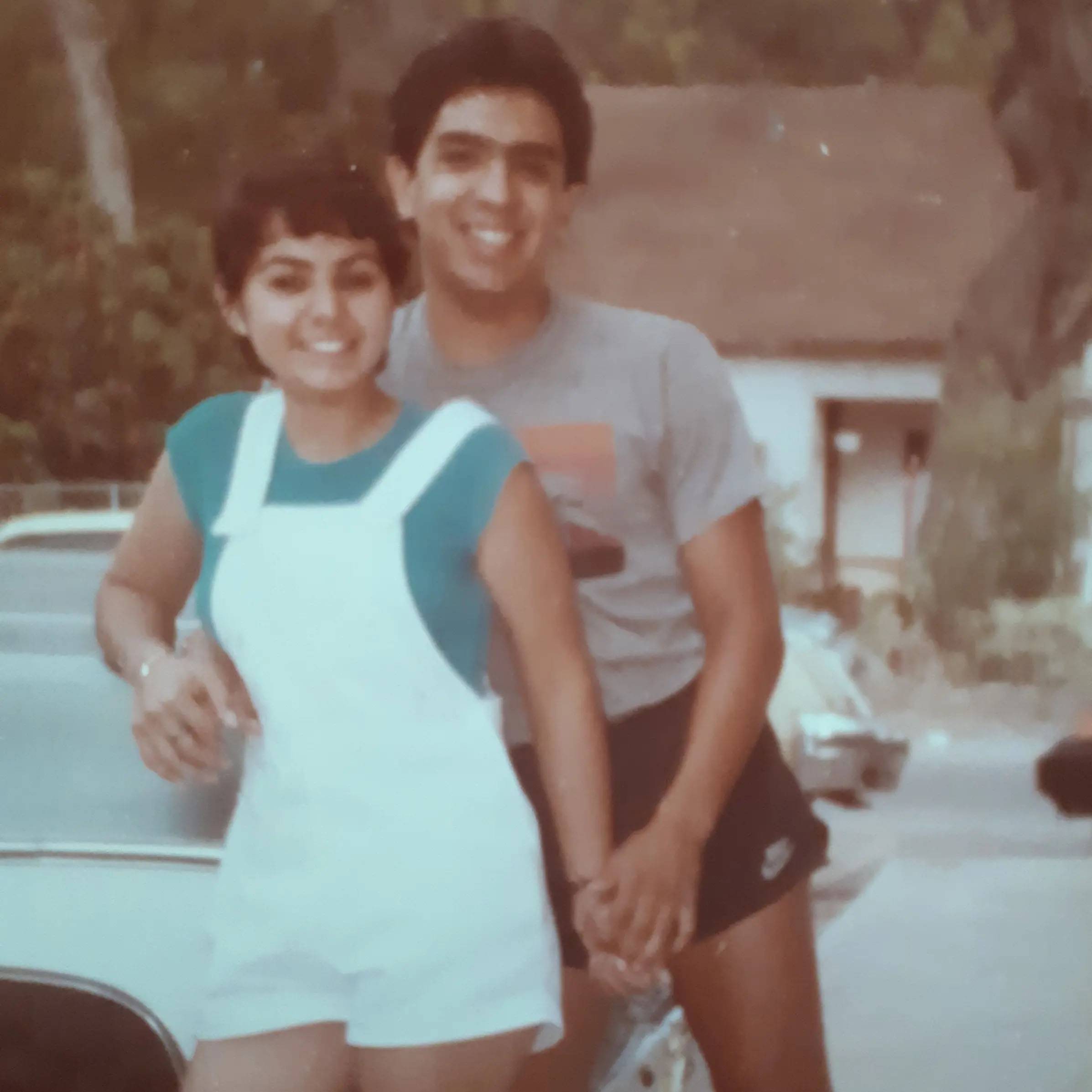 vintage photo of couple smiling