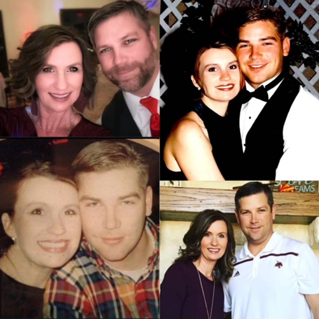 collage of different photos of the couple