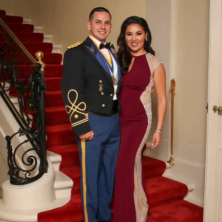 photo of couple together in red carpet attire